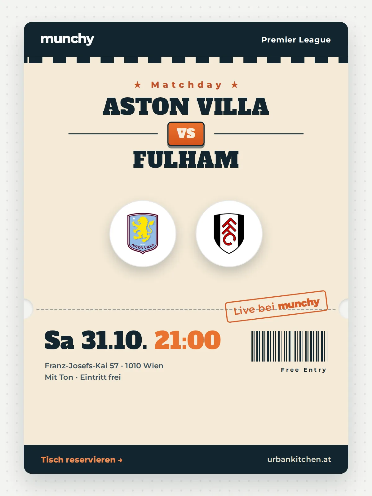 Event poster Aston Villa &ndash; Fulham