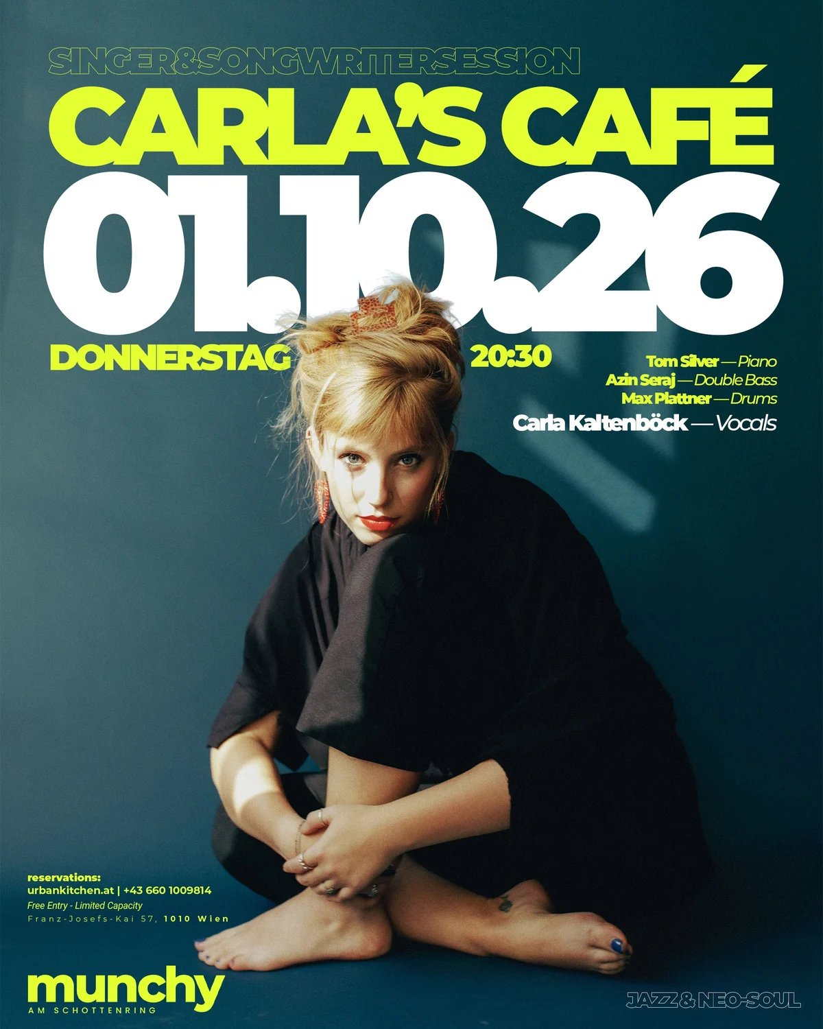 Event poster Carla&rsquo;s Caf&eacute; &ndash; singer & songwriter session on 1 October