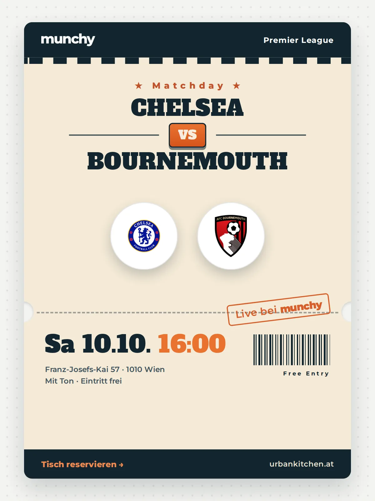 Event poster Chelsea &ndash; Bournemouth