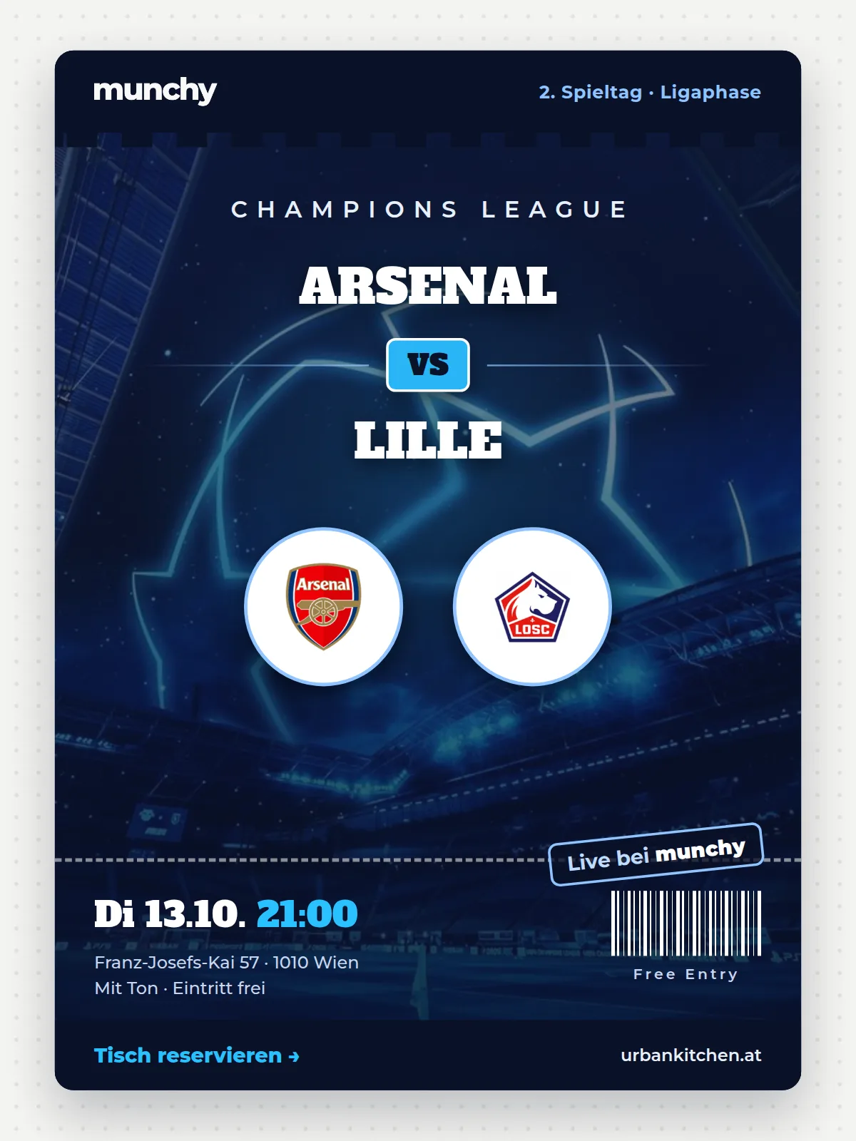 Eventposter Champions League Arsenal &ndash; Lille