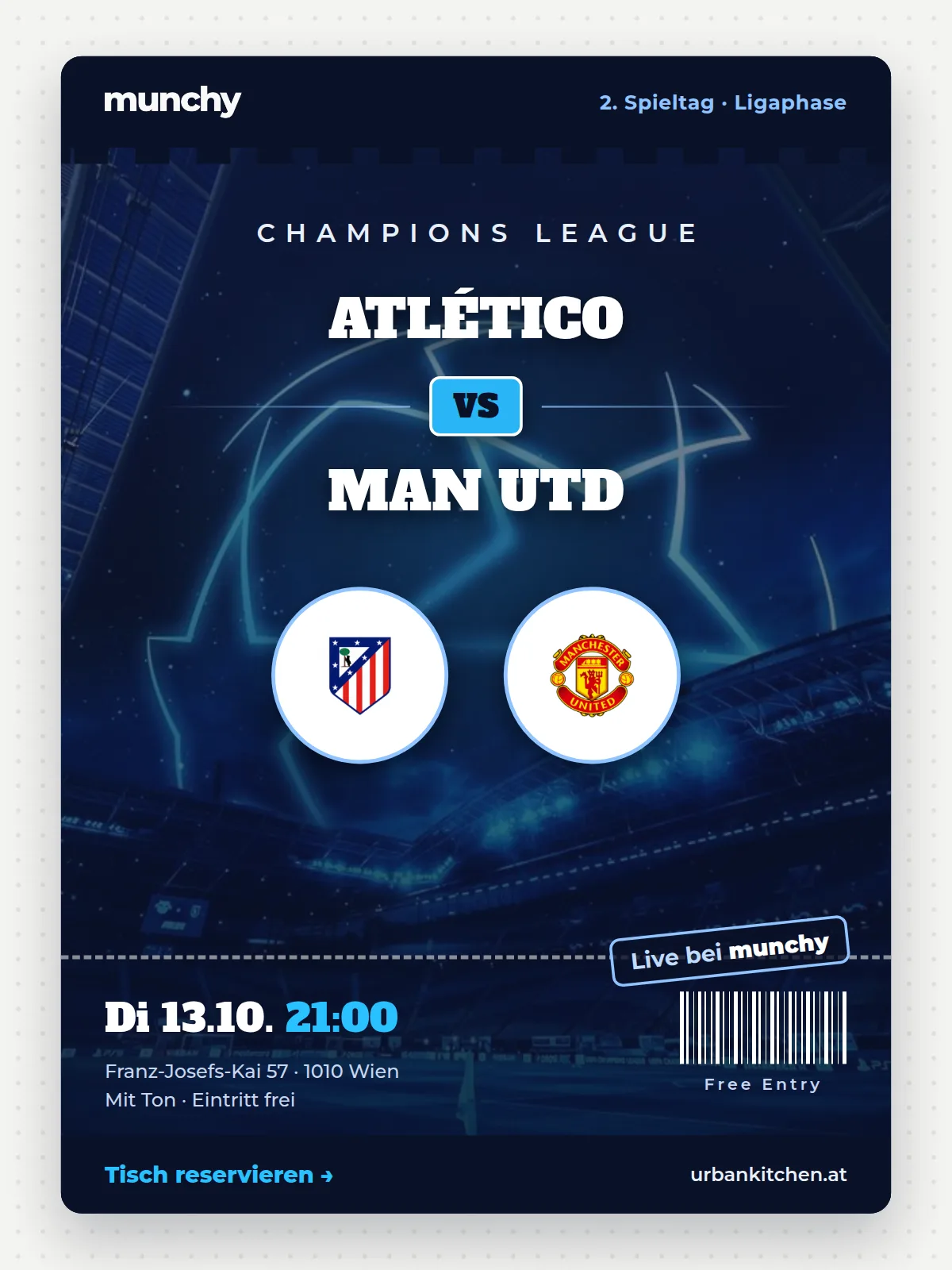 Eventposter Champions League Atl&eacute;tico &ndash; Man Utd
