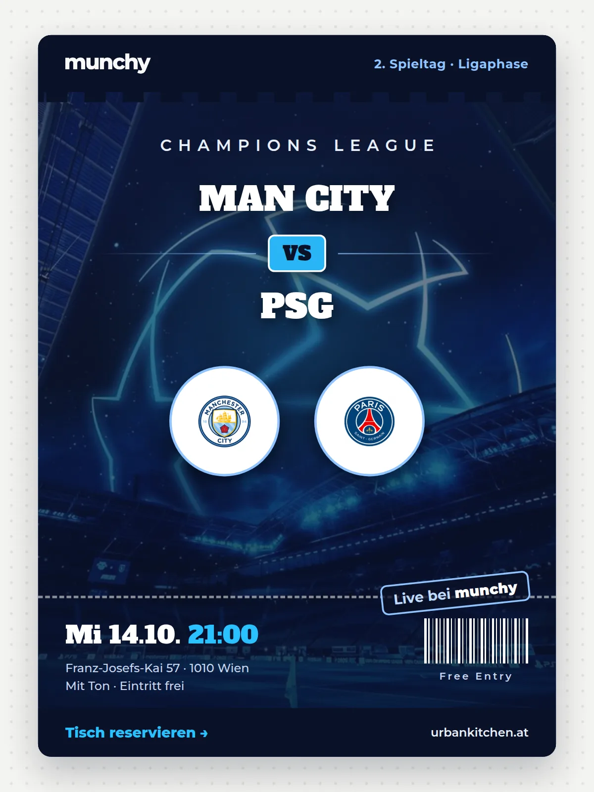 Eventposter Champions League Man City &ndash; PSG