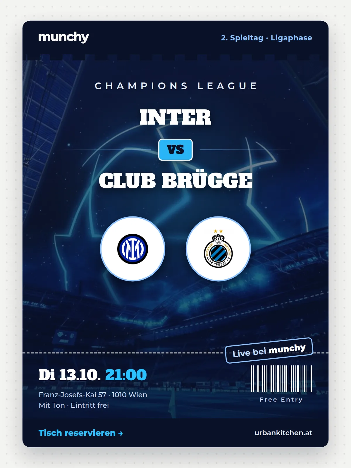 Eventposter Champions League Inter &ndash; Club Br&uuml;gge
