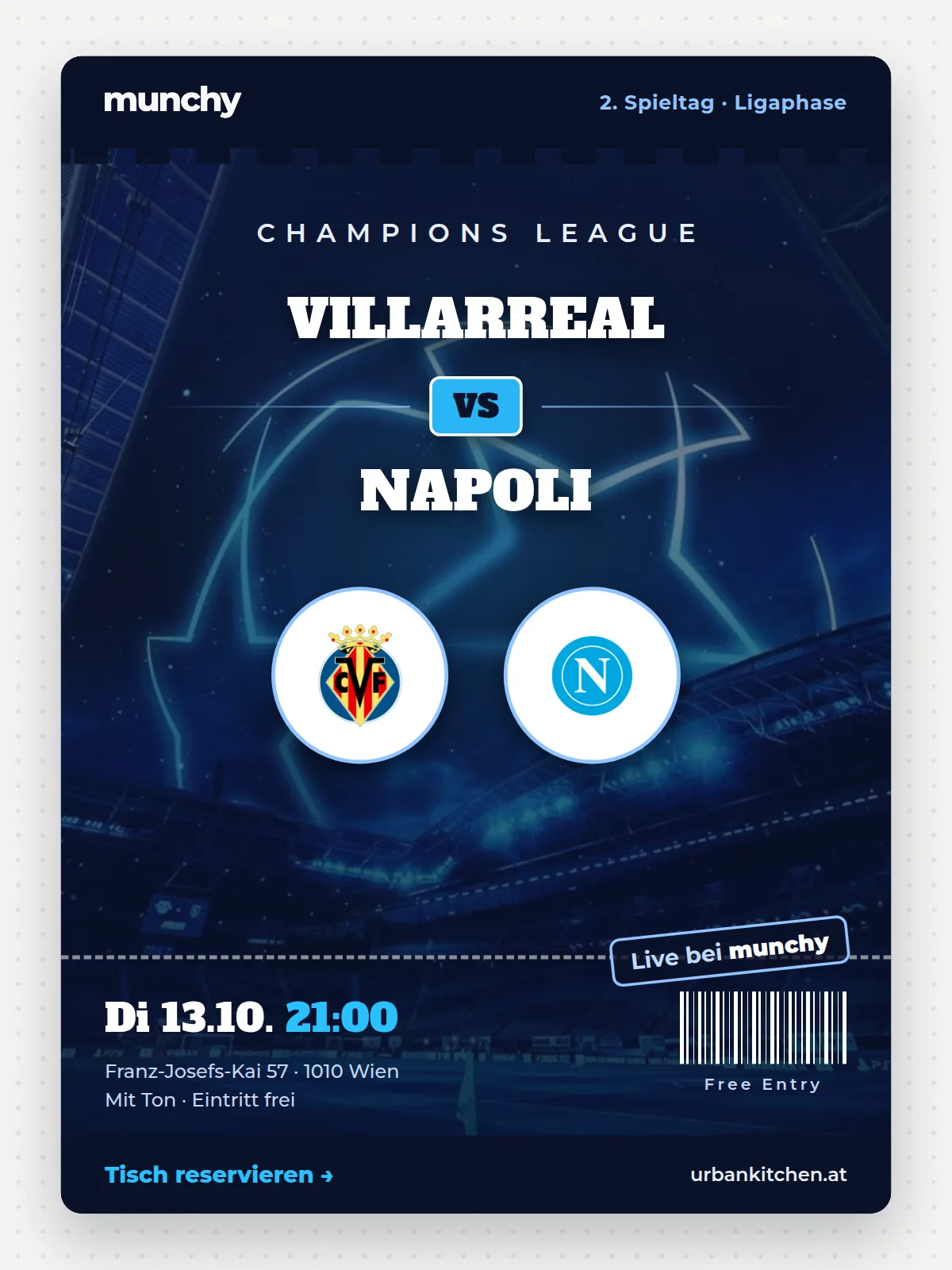 Eventposter Champions League Villarreal &ndash; Napoli