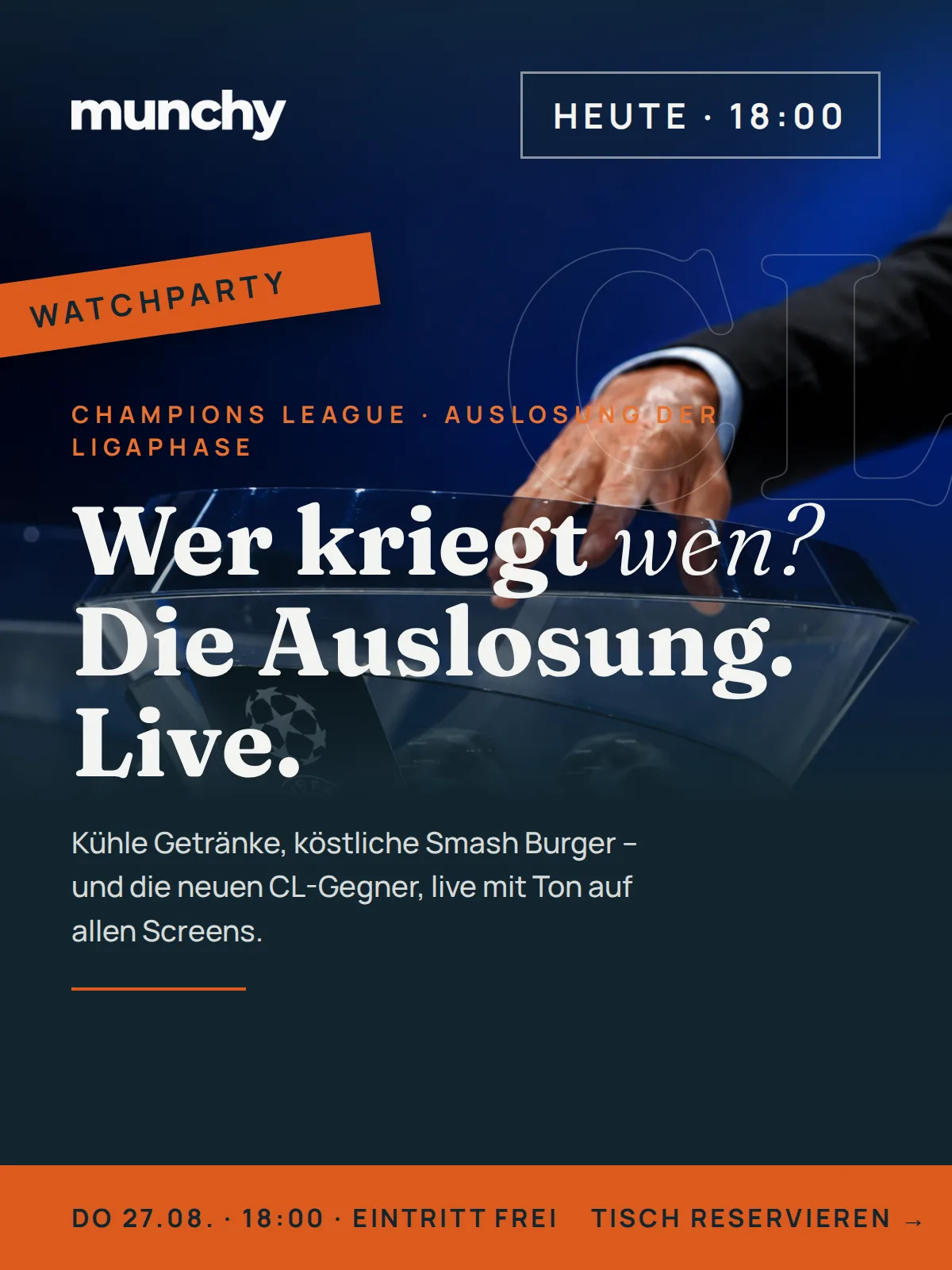 Eventposter Champions League Auslosung Watchparty