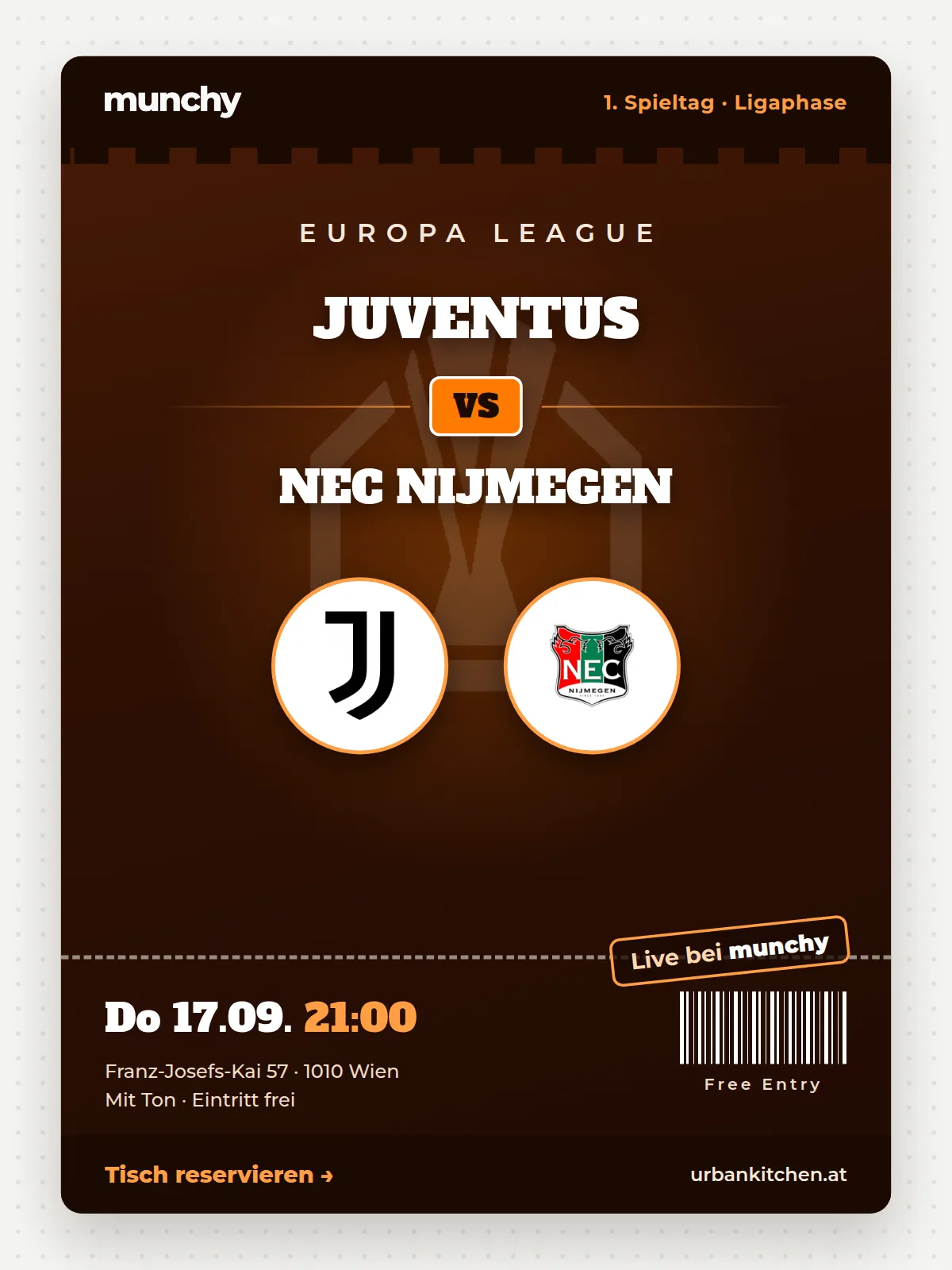Eventposter Europa League Juventus - NEC Nijmegen