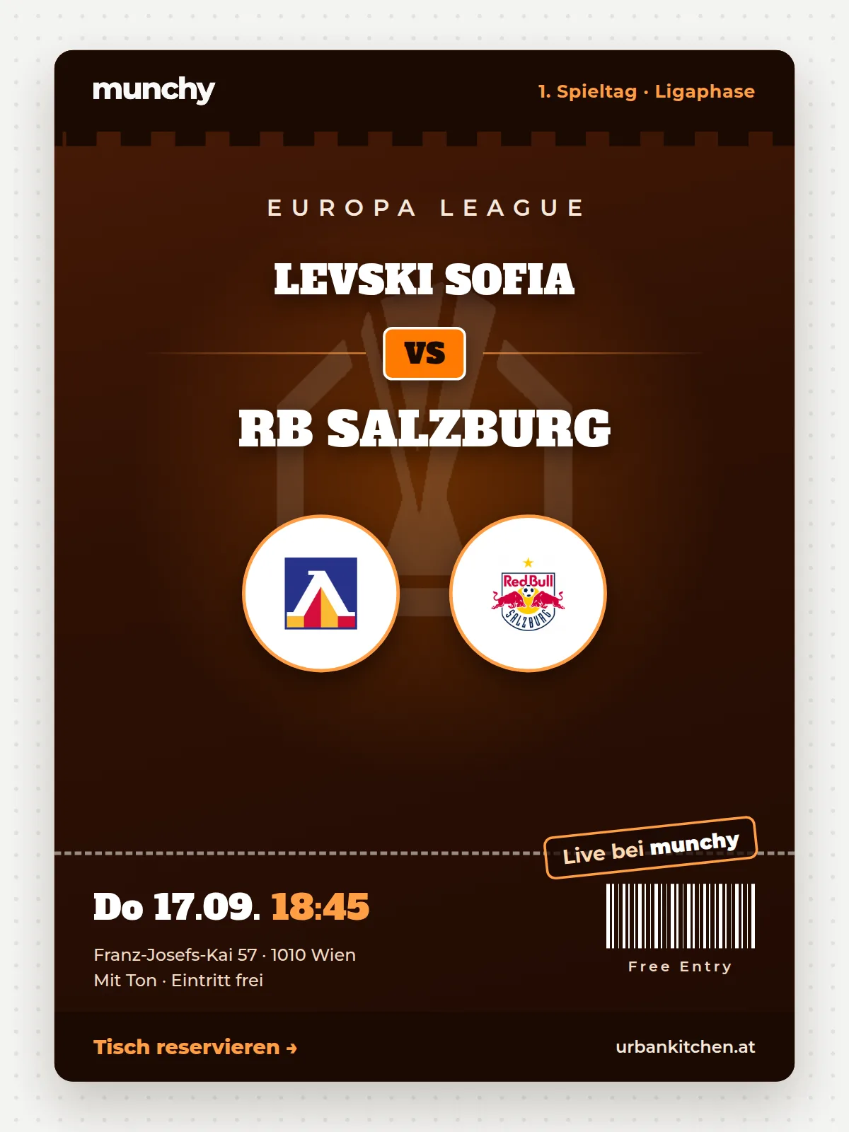 Eventposter Europa League Levski Sofia - RB Salzburg