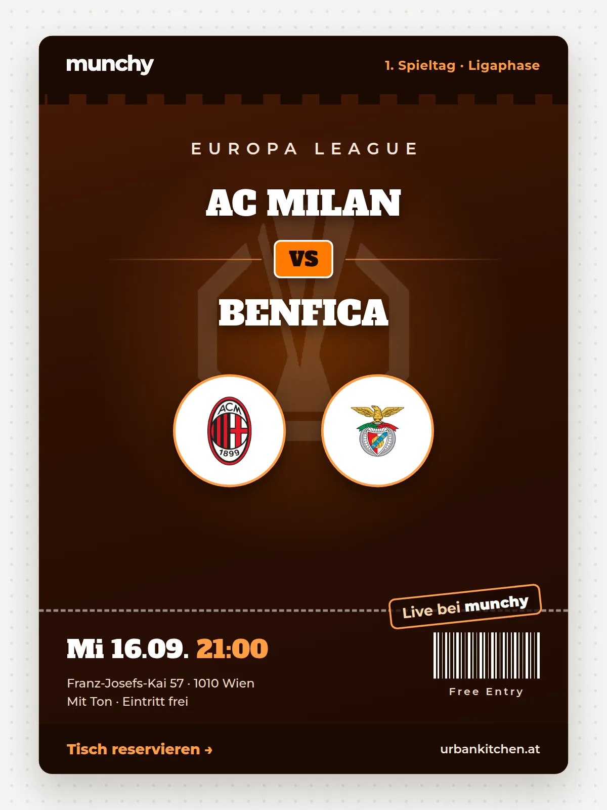 Eventposter Europa League AC Milan - Benfica
