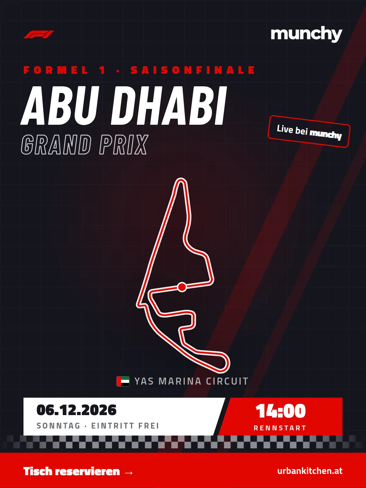 Formel 1 Saisonfinale Abu Dhabi &ndash; live im Munchy