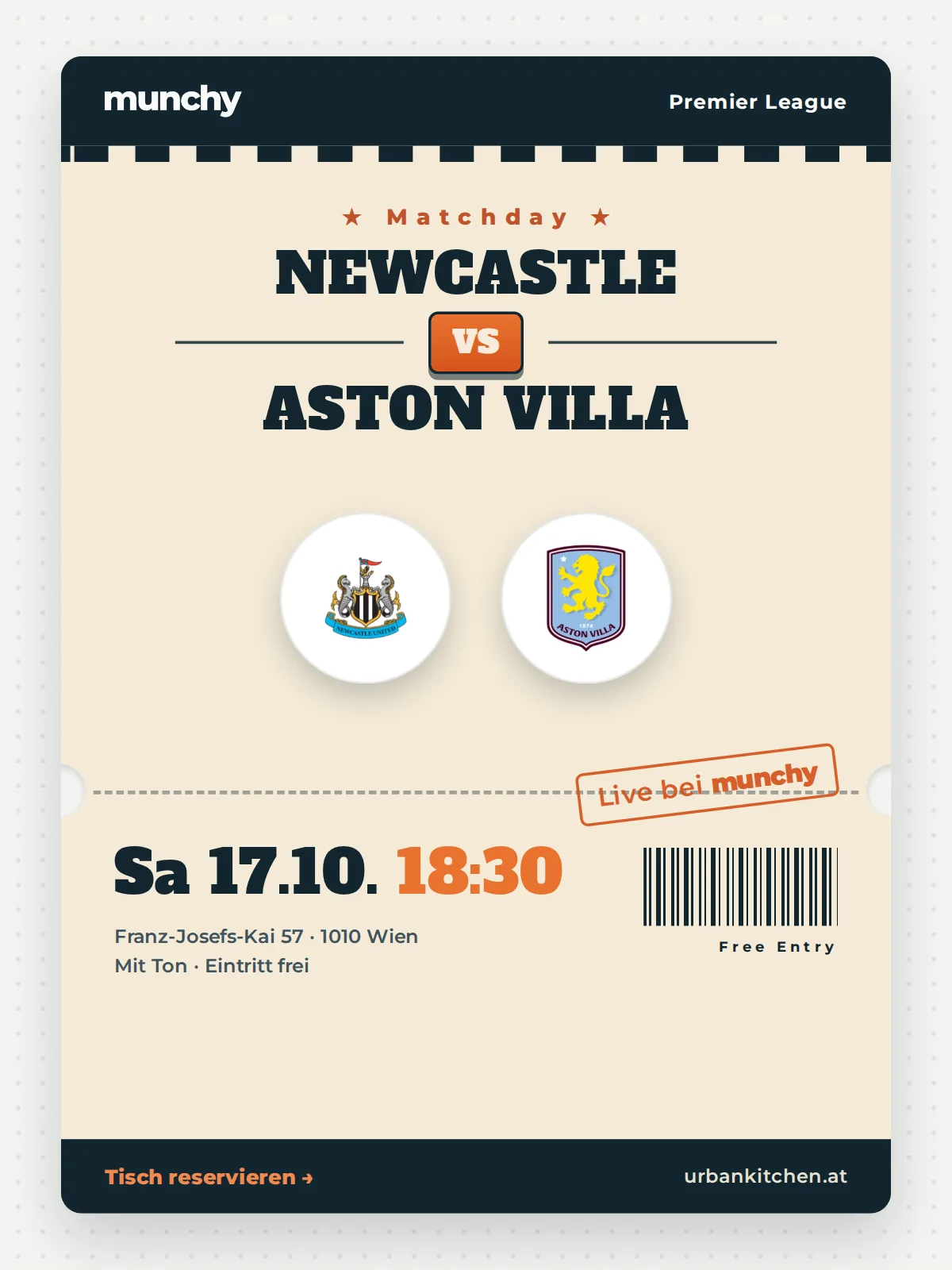 Event poster Newcastle &ndash; Aston Villa