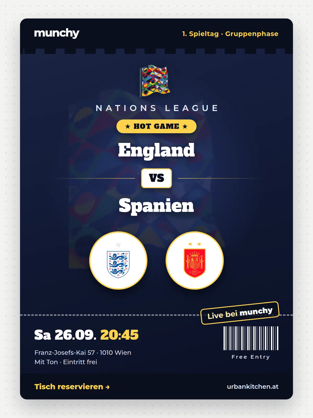 Eventposter England &ndash; Spanien