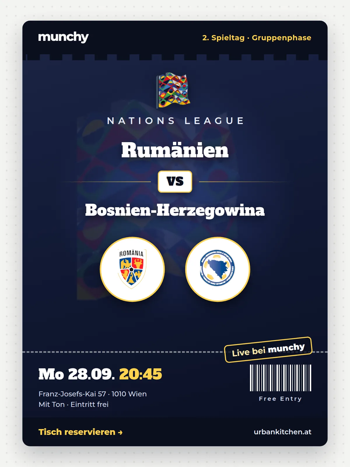 Eventposter Rum&auml;nien &ndash; Bosnien-Herzegowina