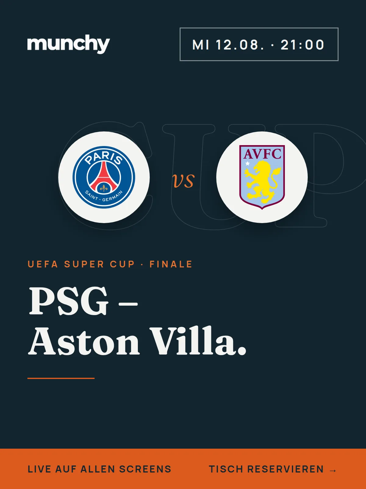 Eventposter PSG gegen Aston Villa