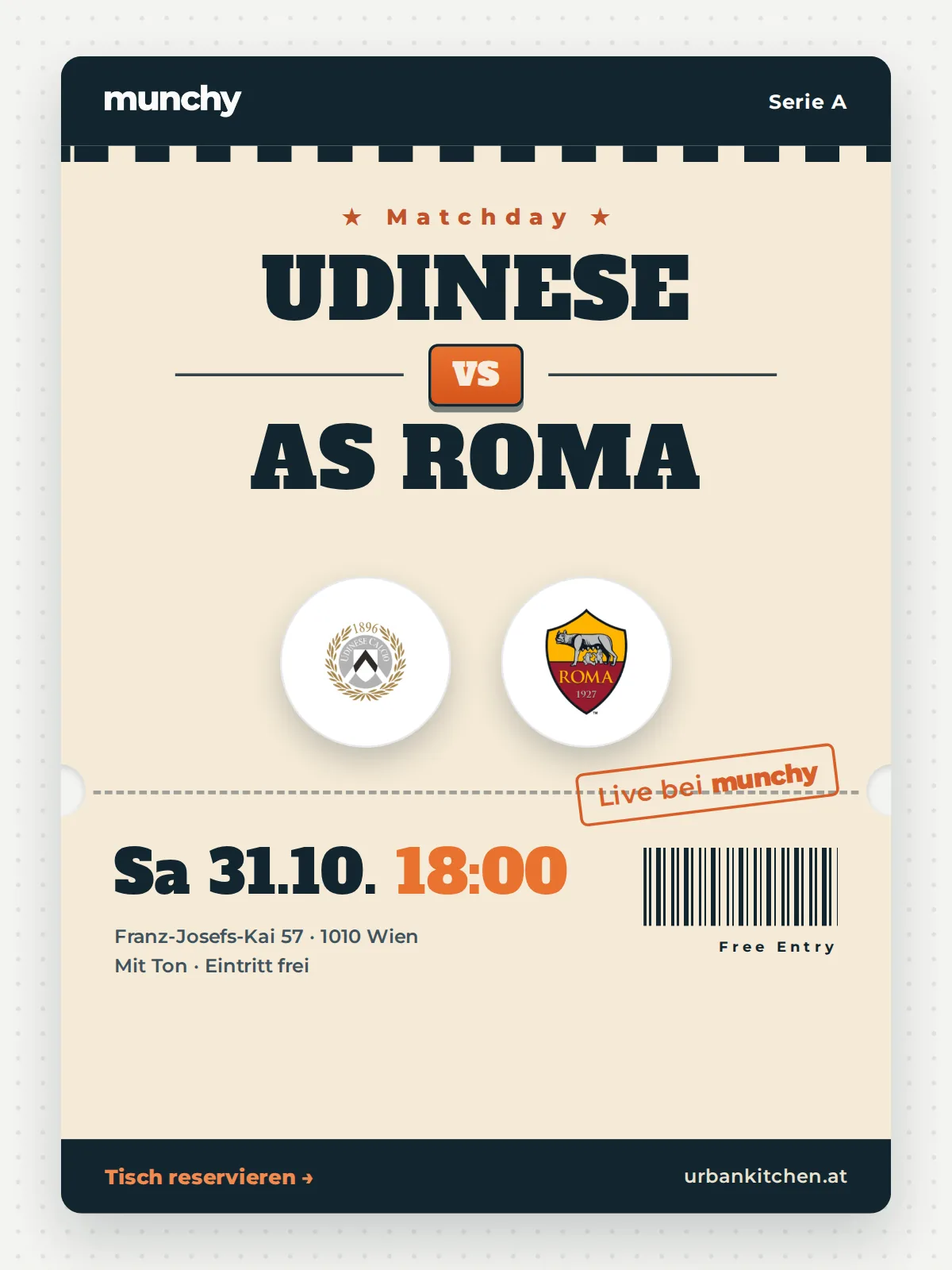 Event poster Udinese &ndash; AS Roma