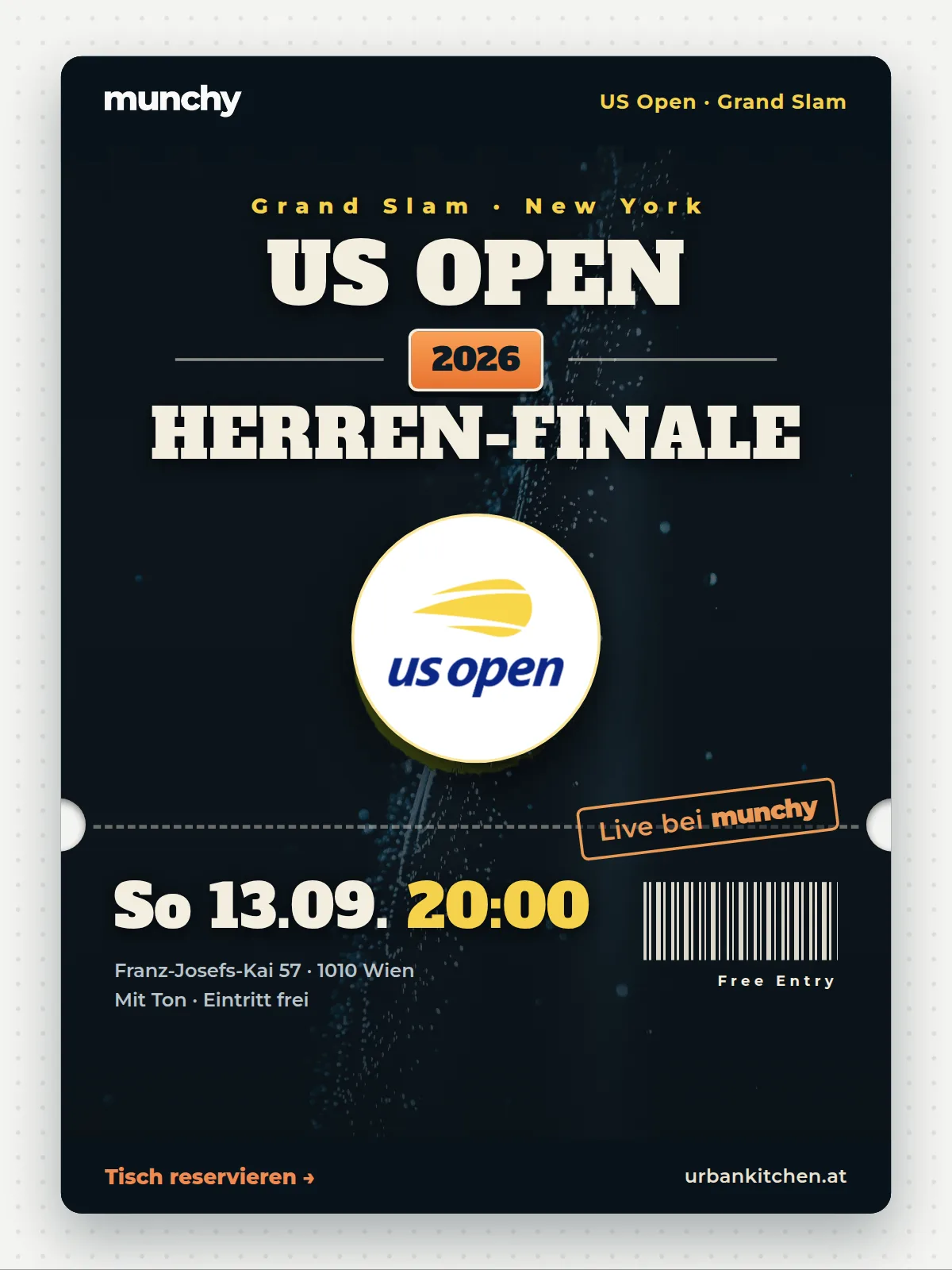 Eventposter US-Open-Herren-Finale live im Munchy &ndash; So 13.09., 20:00