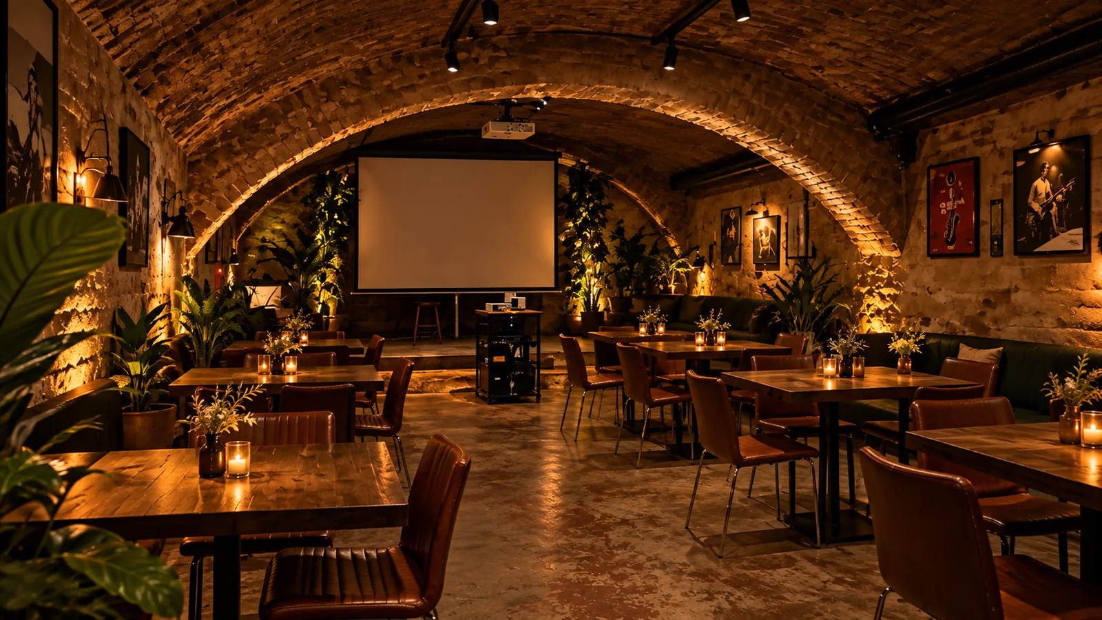 The club room at Munchy, laid out and ready for a private party