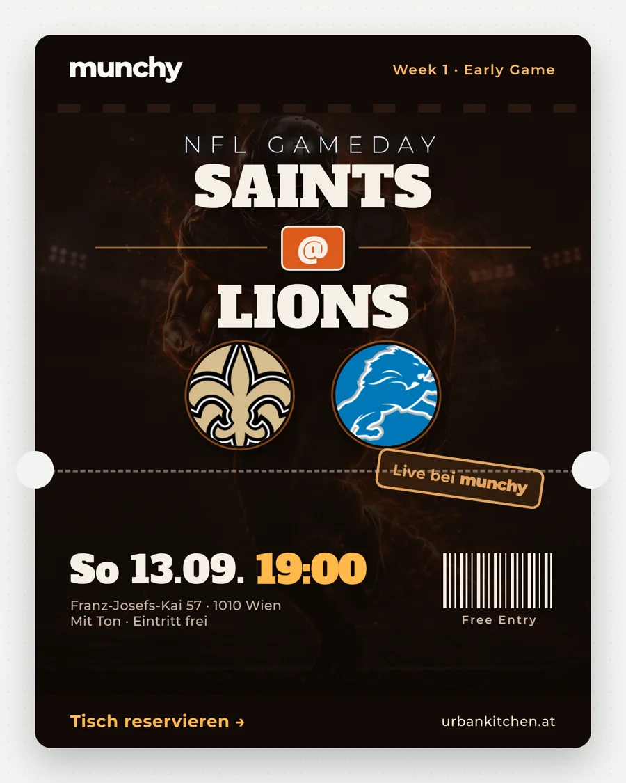 Saints @ Lions &ndash; NFL live im Munchy