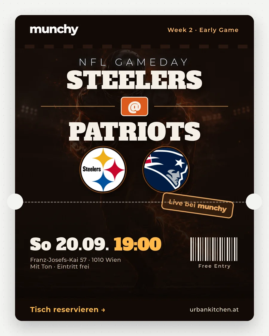 Steelers @ Patriots &ndash; NFL live im Munchy