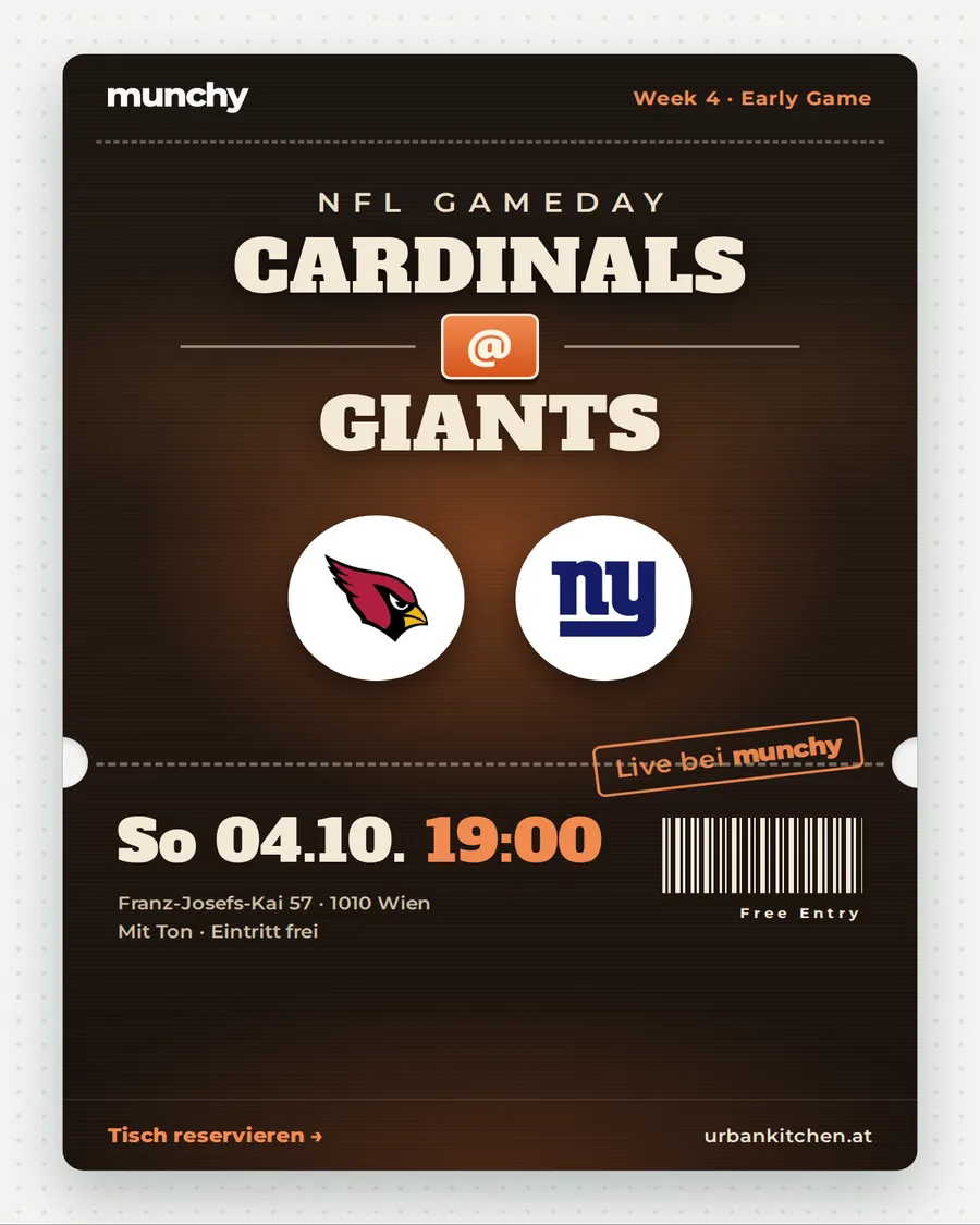 Cardinals @ Giants &ndash; NFL live im Munchy