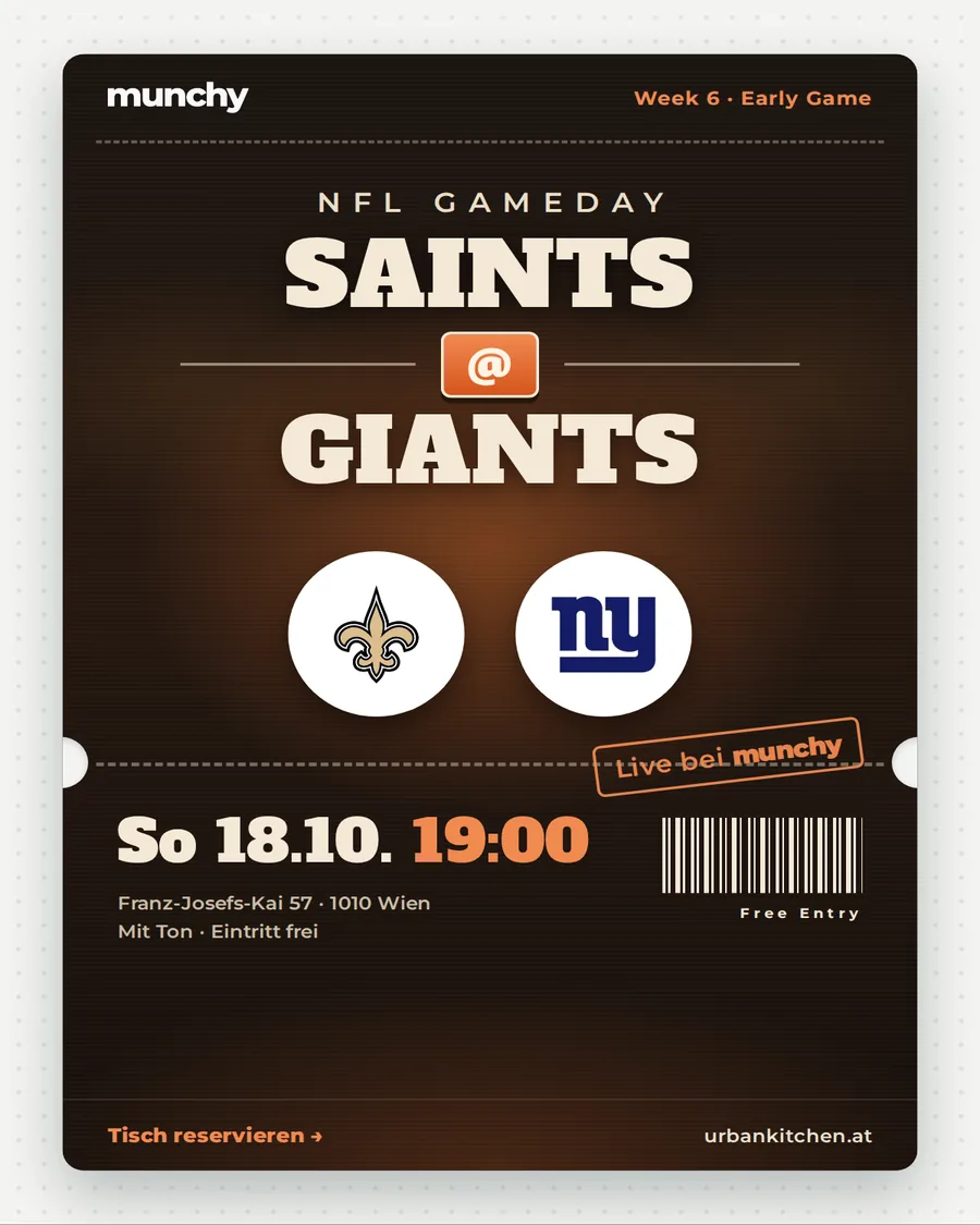 Saints @ Giants &ndash; NFL live im Munchy
