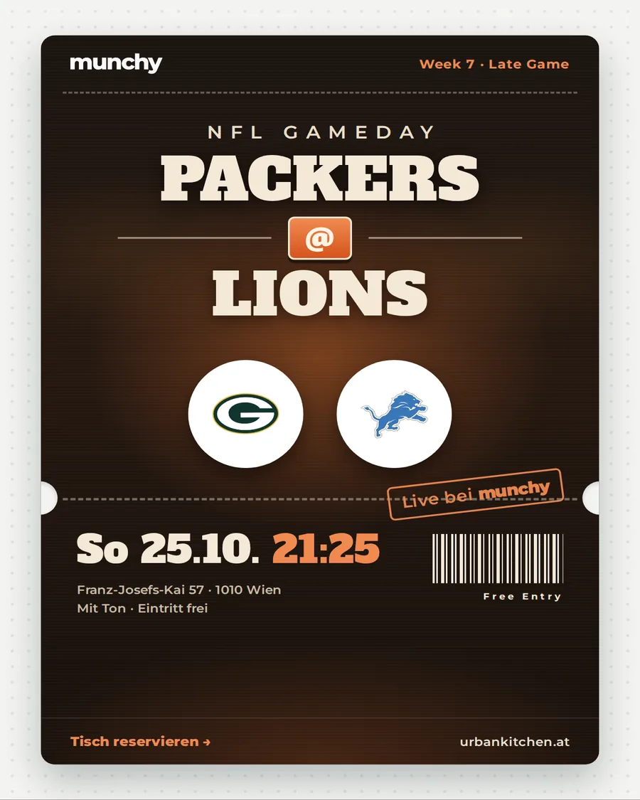 Packers @ Lions &ndash; NFL live im Munchy