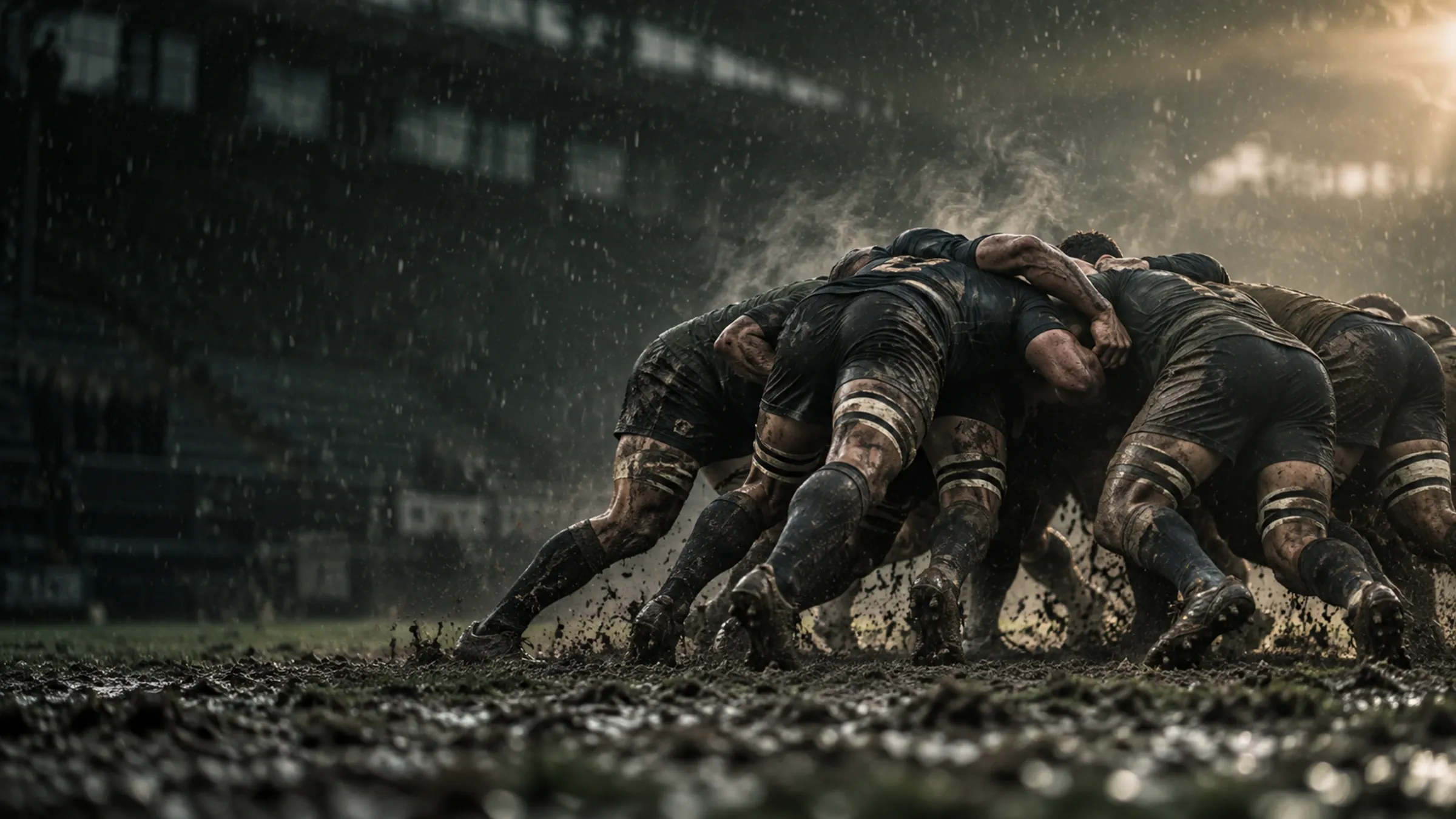 Rugby-Gedr&auml;nge auf nassem Rasen im Regen &ndash; Six Nations live bei Munchy in Wien